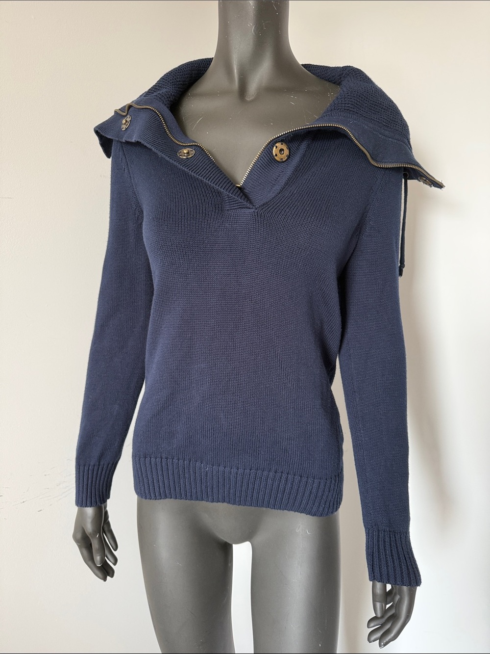 353. Lauren Ralph Lauren Navy Zip Cowl Neck Sweater Size M